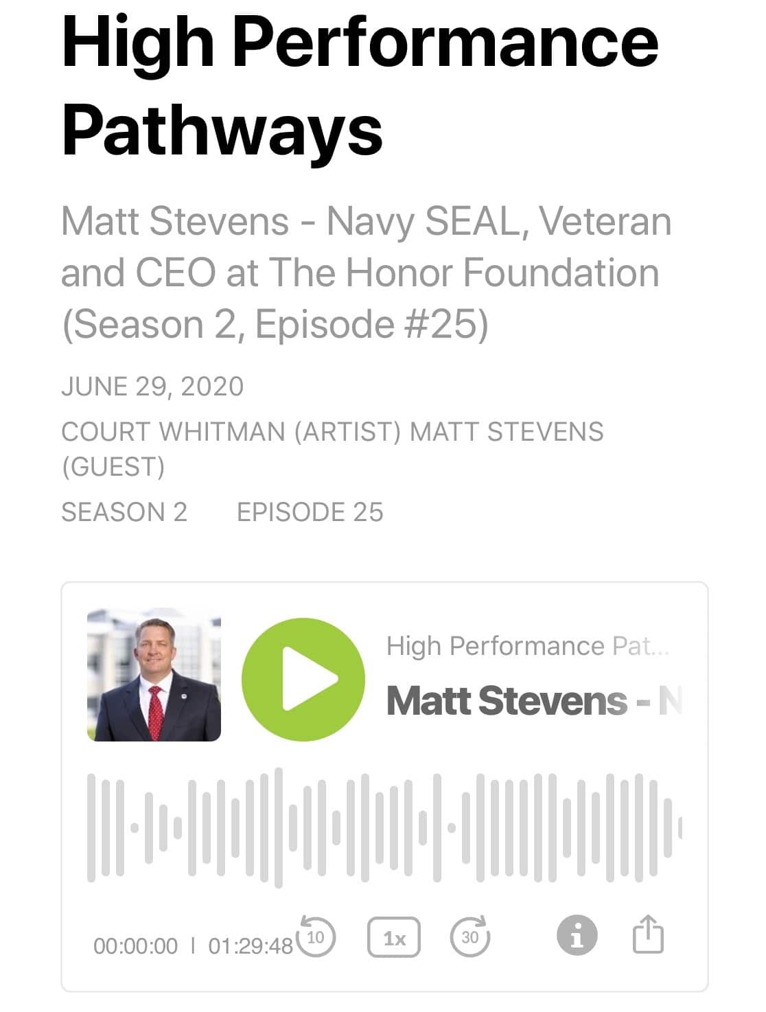 THF on High Performance Pathways Podcast